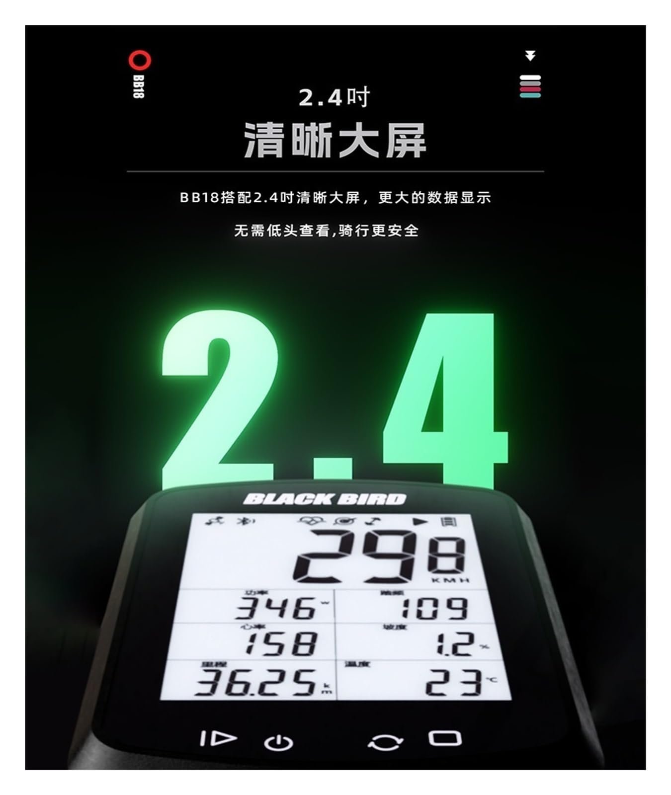 Compteur de vélo GPS étanche IPX7 BB18, compteur de vitesse sans fil, odomètre for vtt et vélo de route