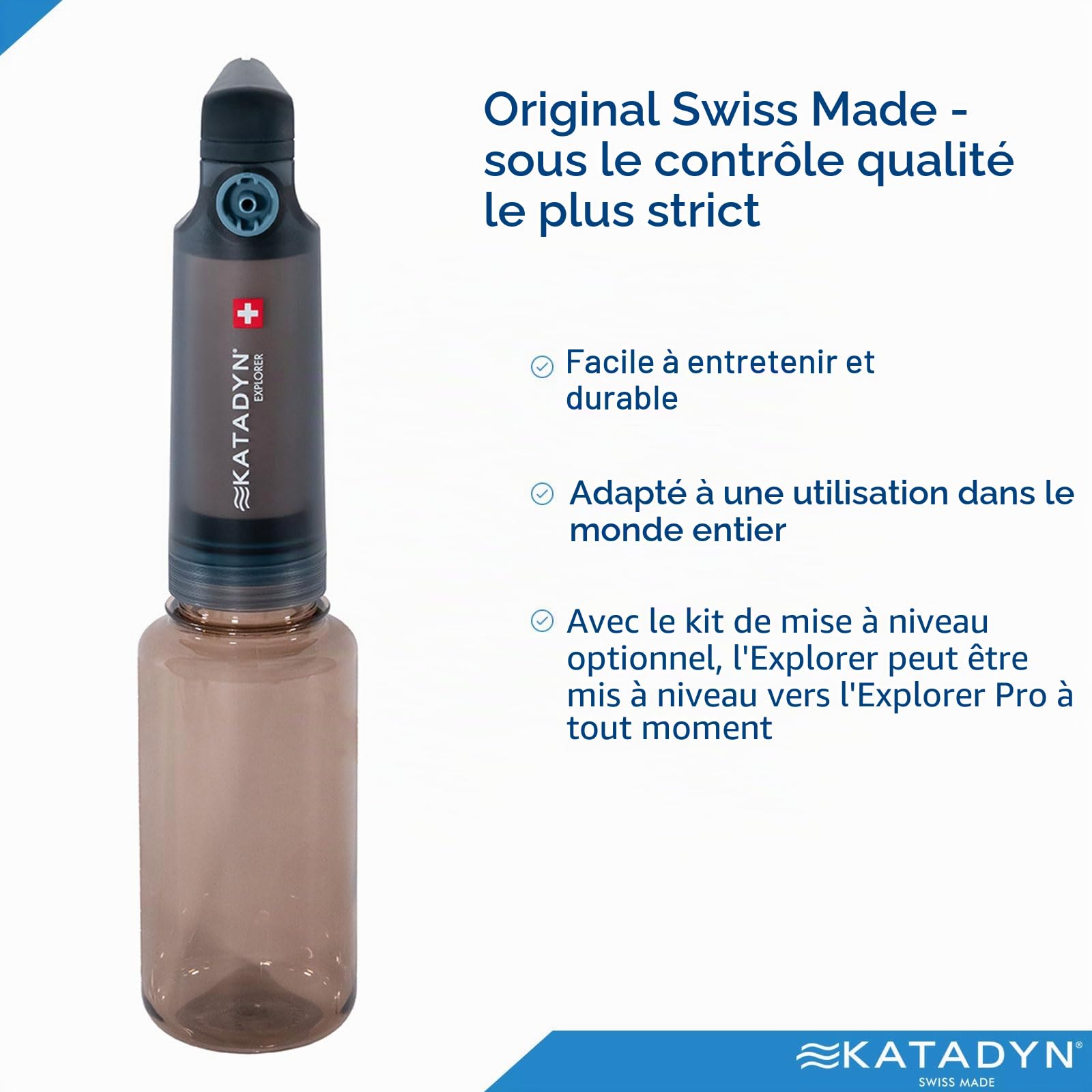 Filtre à eau Katadyn Explorer Outdoor à 2 étapes en fibres creuses | Camping, randonnée, expédition, voyage, survie en milieu naturel | Céramique + charbon actif | Jusqu'à 20 000 litres