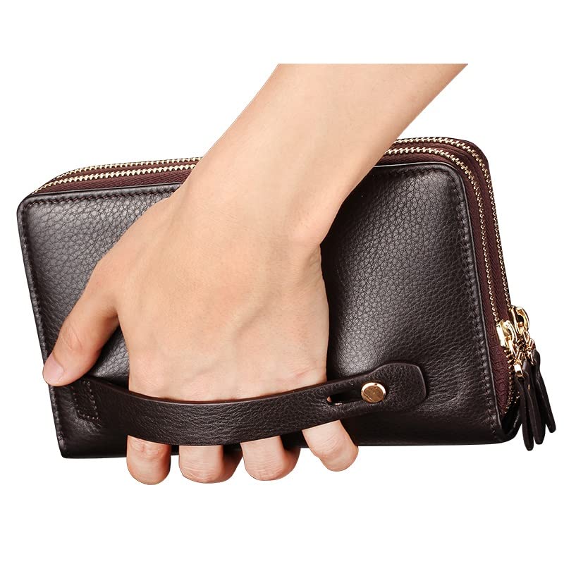Cartera De Cuero Para Hombres Con Tarjetero Y Soporte Para Teléfono, Bolso De Mano Largo Y Elegante, Ideal Para Negocios, Regalo Para Padre, Hijo, Esposo O Novio, Negro, Classic