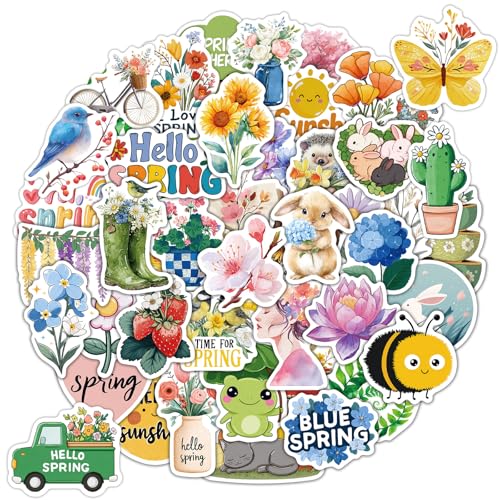 100 Pcs Spring Stickers for Girls Women Cute Floral and Nature Stickers