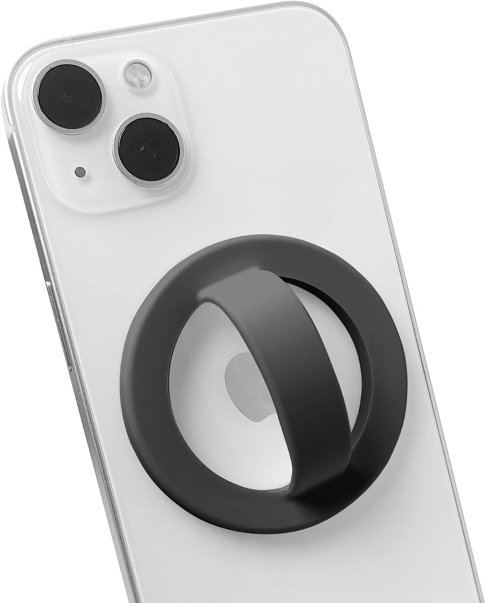 Magnetic Silicone Phone Grip | Super Strong Magnetic Design, 360° Rotation, Comfortable Grip, Compatible with iPhone 16/15/14/13/12 Series, Perfect for Selfies and Watching Videos (Black)