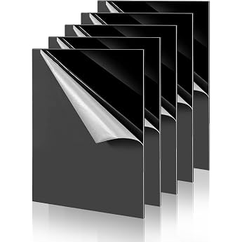 Taiyeestar Pack of 5 Acrylic Plates Black A4 Plastic Sheet Acrylic Glass Plastic Sheet Acrylic Plates 1.7 mm Plastic Panels Acrylic Glass for Display Picture Frame Painting 29.7 x 21 cm