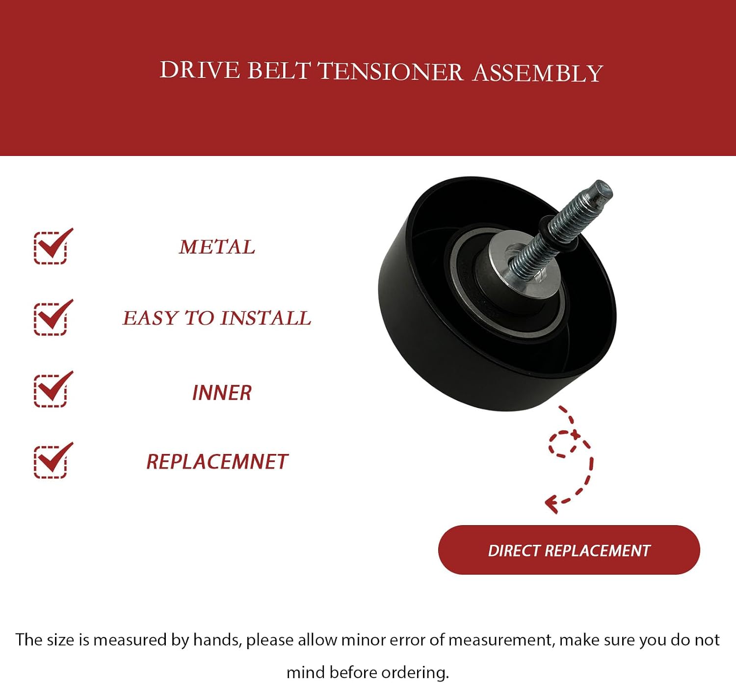 Drive Belt Idler Pulley for Mazda 3 2.3L 2.5L for Mazda 5 2.5L 2012-2015 Tensioner Pulley for Mazda CX-7 2.3L 2007-2012 GTA5034 LF1715940C LFH115940 LFH115940A 17mm 0.67" Insert