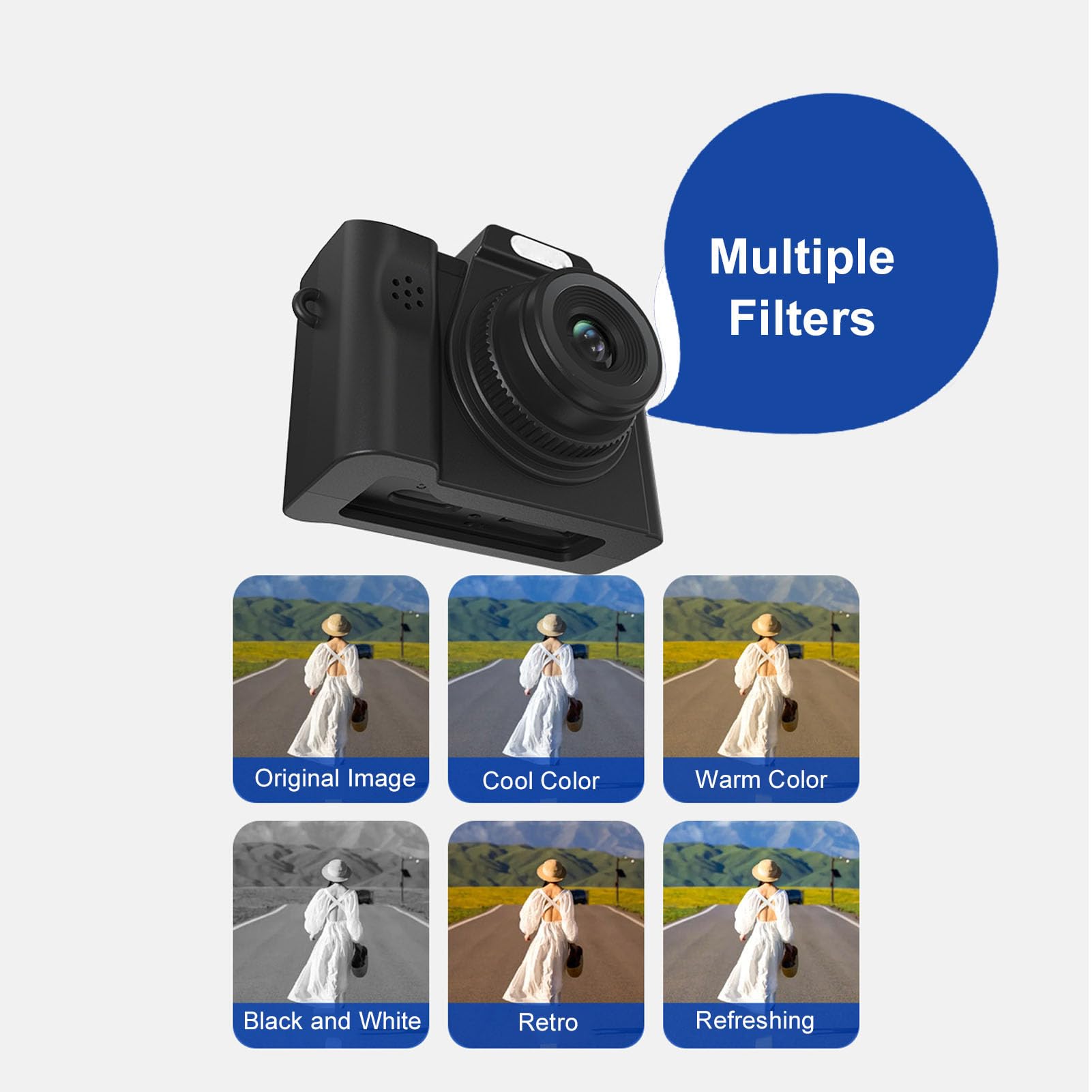 Amazon | Elprico レトロデジタルカメラ、パンダの装飾と複数の