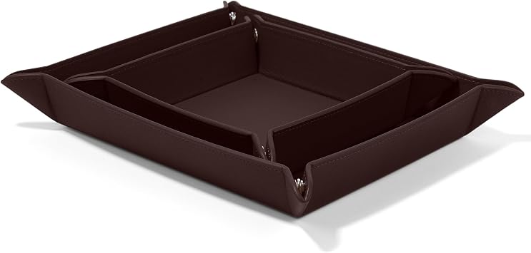 Leatherology Travel Valet Set - Rectangle & Square Trays - Brown