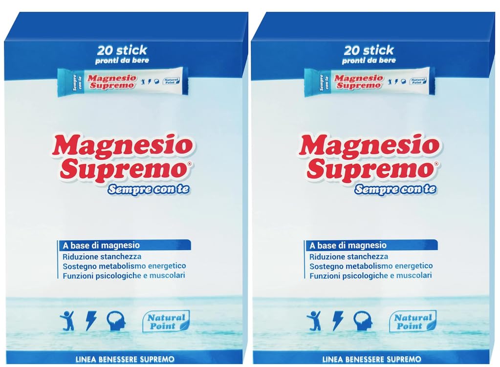 Magnesio Supremo Stick- Con Te 20 gellini (2 confezioni) - Vegano, Senza Zuccheri, Senza Glutine Senza Lattosio.