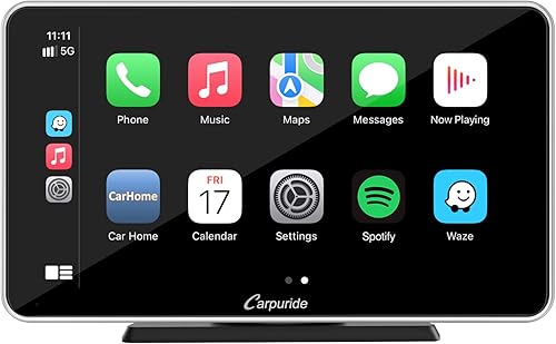 Carpuride - Receptor de radio portátil de 7 pulgadas con pantalla táctil Full HD de Apple Carplay y Android Auto estéreo de coche con enlace espejo