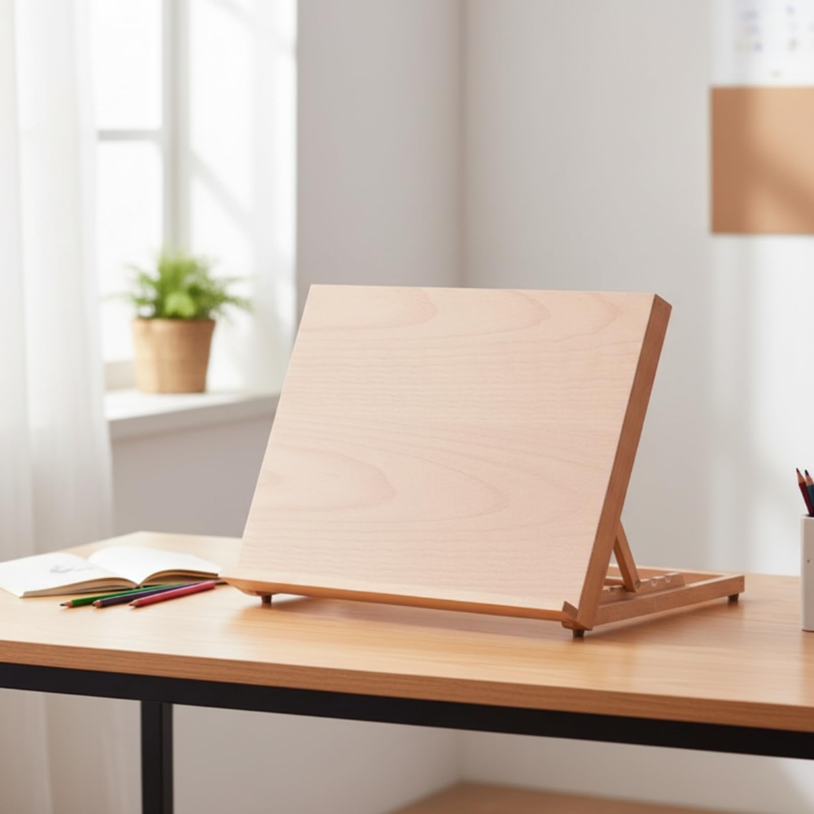 Caballete de Dibujo Plegable Portátil Ajustable de Madera de con Ángulos Regulables Base Estable y Bandeja de Apoyo Adecuado para Artistas Estudiantes, 46.8 Cm X 35.8 Cm X 2.2 Cm