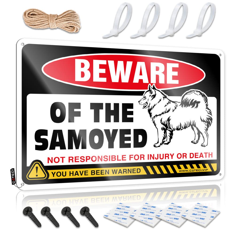Fzfn Colour Cool Wall Art Custom Farm Scandinavian Custom Beware Of Samoyed - Easy To Hang Art(30X40cm)