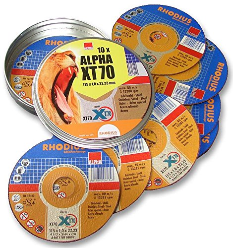 Disque à tronçonner, métal, étain (lot de 10), taille de l'alésage 22,23 mm, diamètre extérieur 115 mm, épaisseur 1 mm, disque abrasif