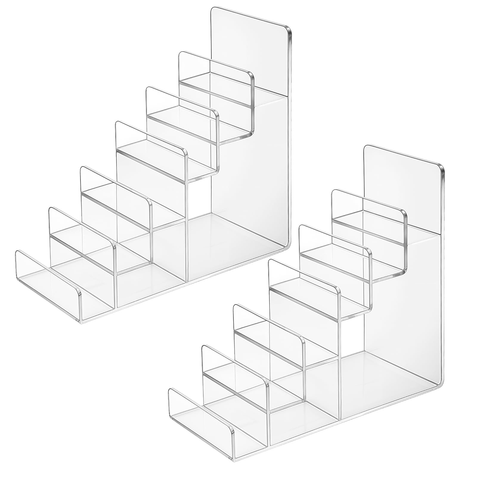 Giantree Lot de 2 présentoirs en acrylique transparent à 6 niveaux pour sac à main, bijoux, comptoir, étagère pour cosmétiques, parfum, lunettes de soleil, sac à main - 19,8 cm