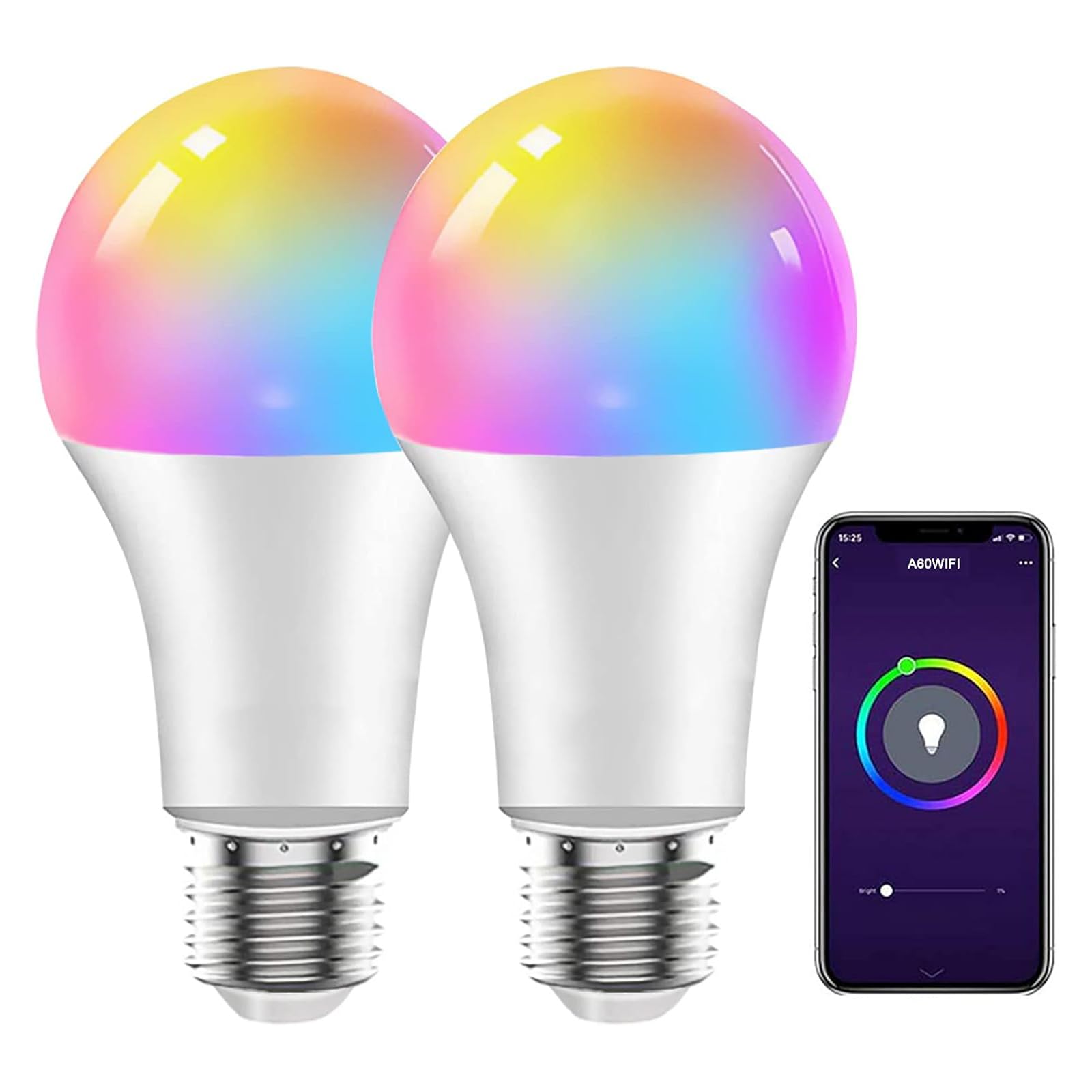 simpa G45 E14 6W WiFi Smart LED Bulbs – RGB Colour Changing, Dimmable – 600 Lumens – Alexa & Google Compatible – Set of 2