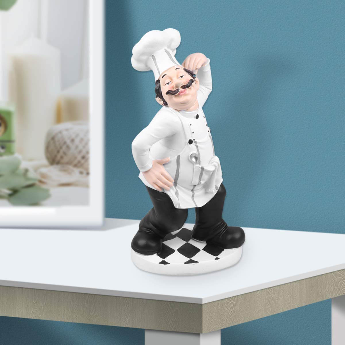 Statua Chef in Resina Ornamento Chef per Cucina Decorazione da Tavolo per Casa Ristorante