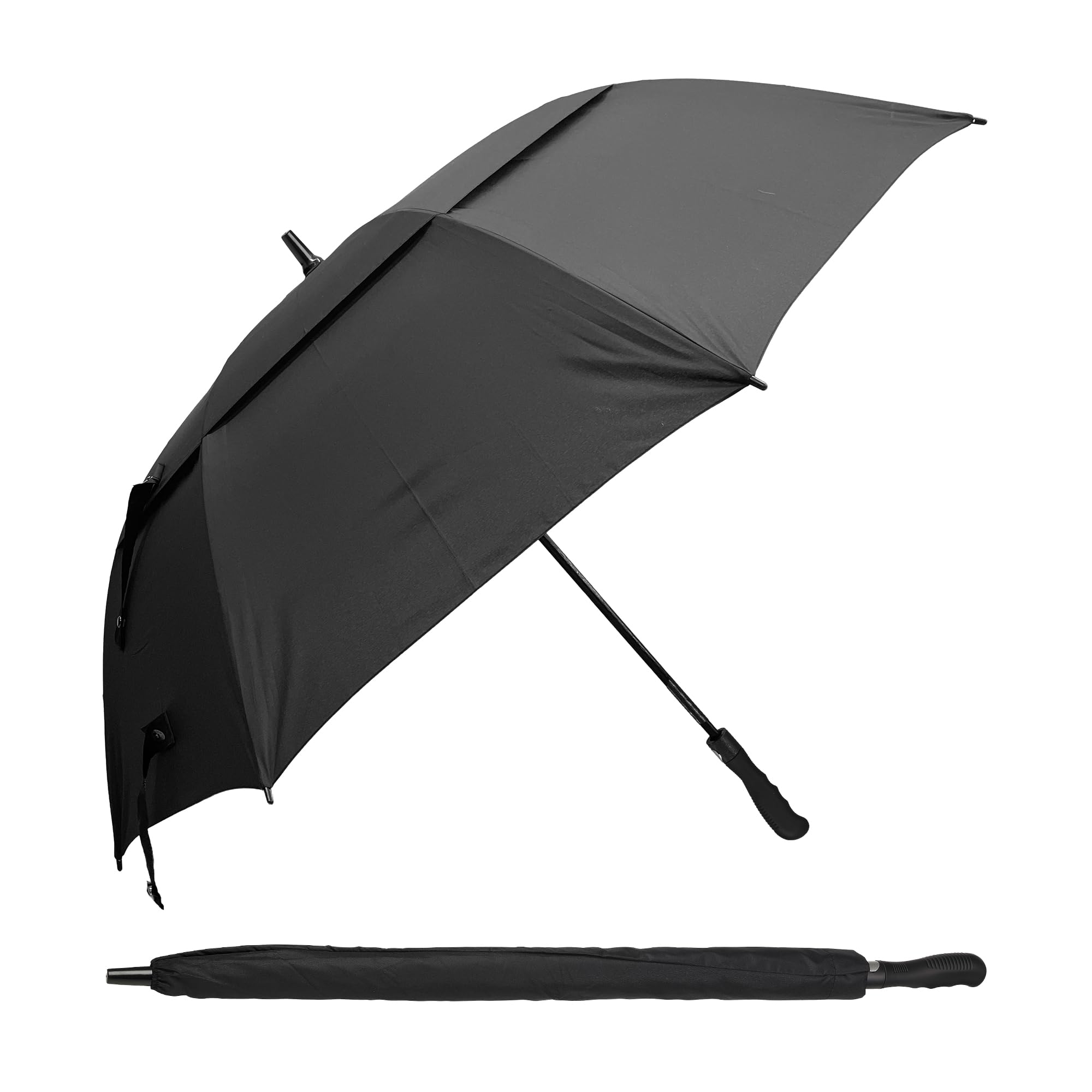 Dry Zone Windproof Golf Umbrella Straight Handle – Heavy Duty Large Umbrella, Fibreglass Frame, Double Vented 120cm Canopy, Magnetic Strap, Rubberised Handle - Waterproof All Weather Protection