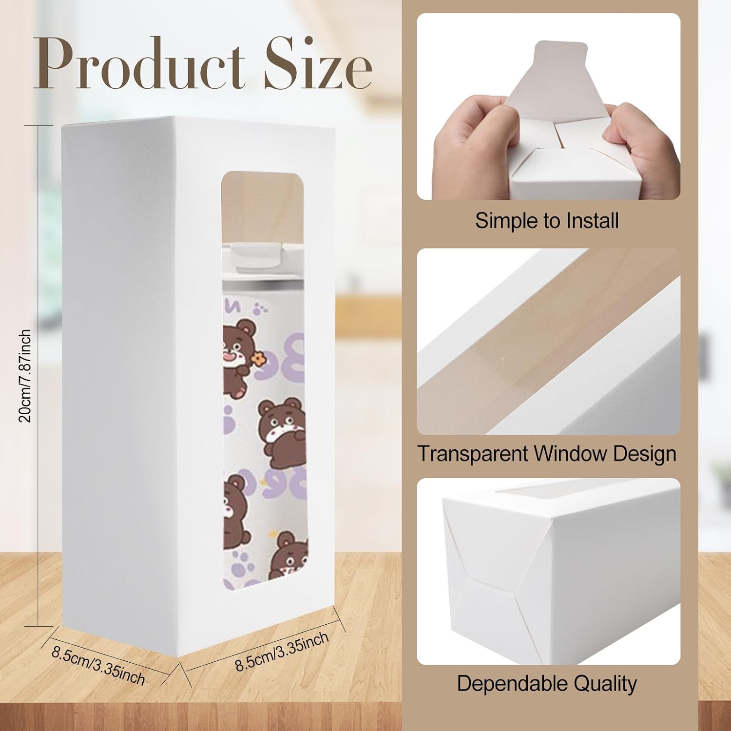 SENONAPO 64 Pcs Gift Boxes with Ribbon 12oz 16oz 20oz for Transparent Gift Box for Sublimation Glass Exhibition Boxes Drinking Glasses Jars Blanks Tumbler Sublimation Tumblers Gift Box (White) image 2