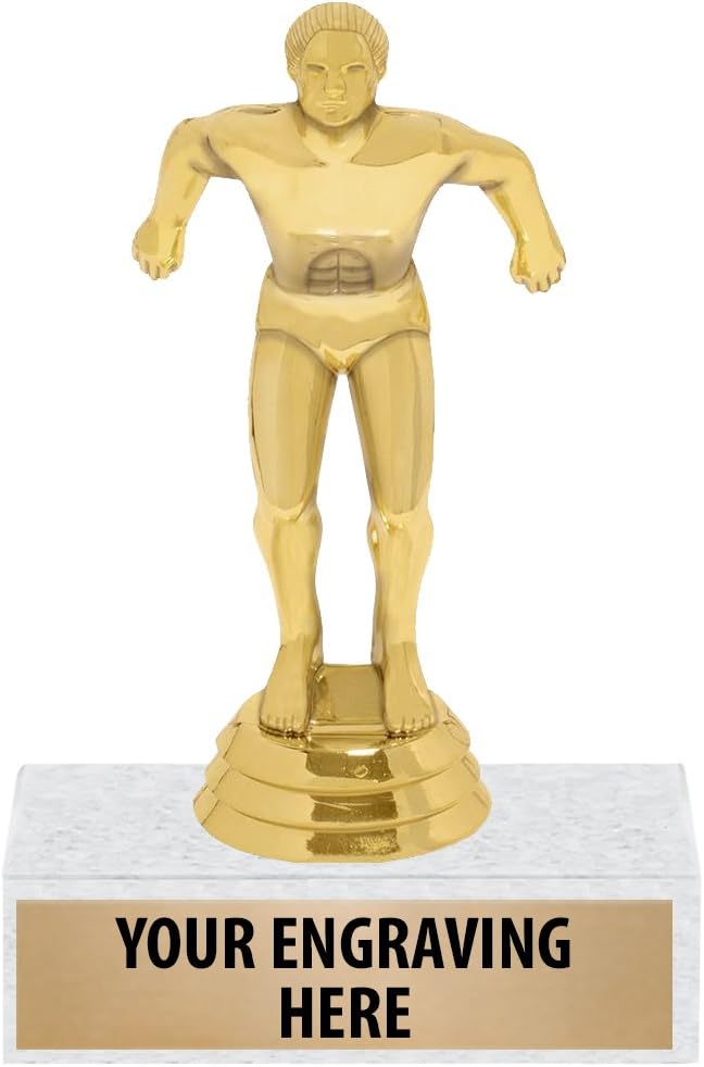 6" Gold Male Swimming Trophies - Custom Swim Trophy Awards