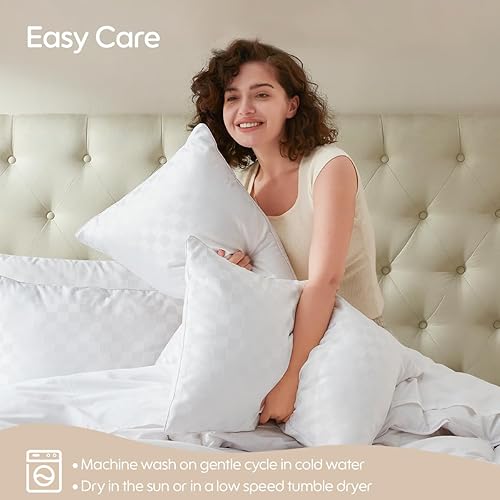 Miniatura 6 de Swandream Juego de 2 almohadas de tamaño King, suaves y agradables al tacto, juego de 2 almohadas alternativas de plumón para dormir, almohada