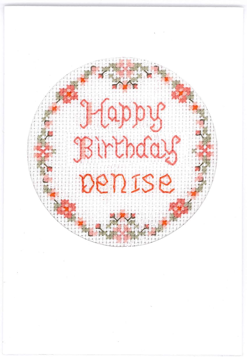 Lifetime Samplers & Decorative Textiles Pink Floral Birthday Card - Complete Cross Stitch kit on 16 aida with Clear Colour Chart