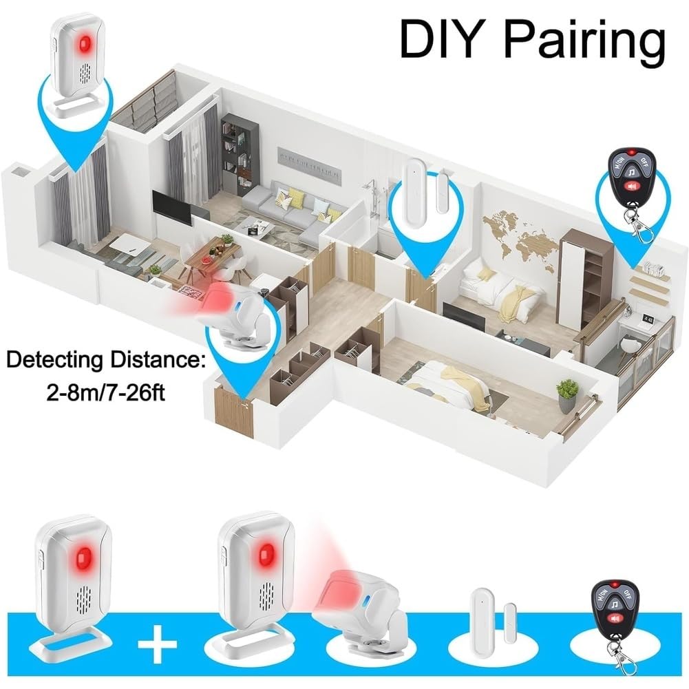 Juego de timbre con sensor de movimiento: alcance de 280 m, 36