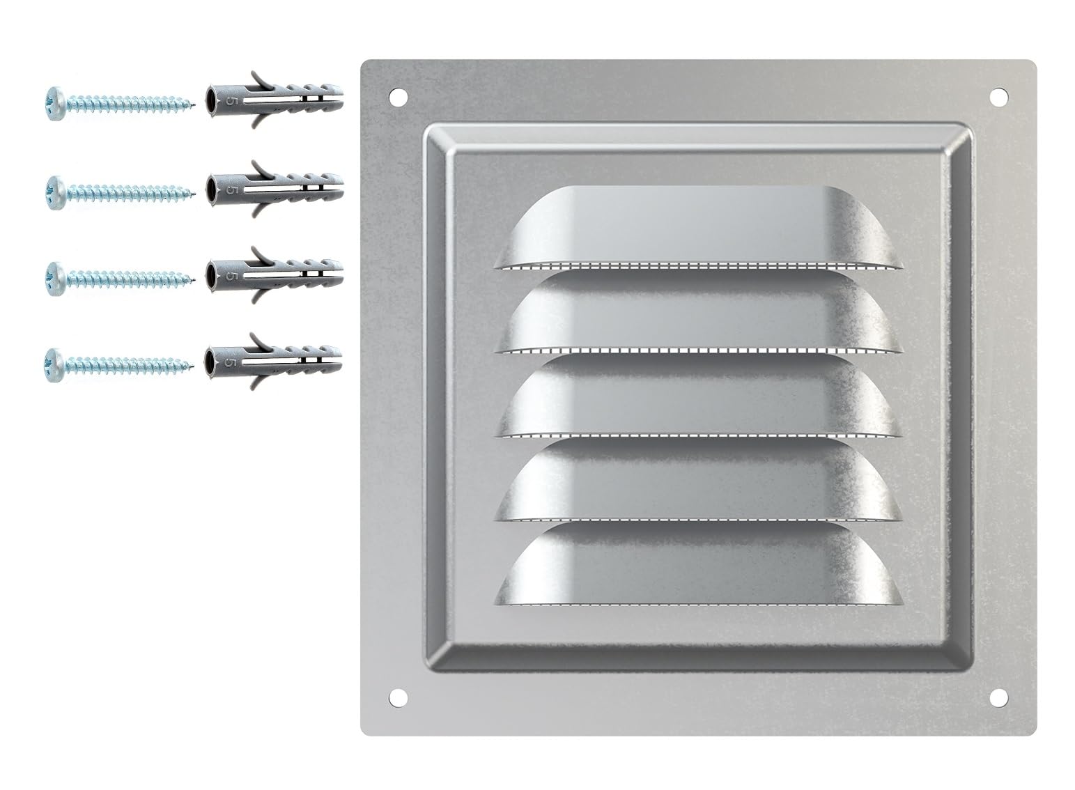 Galvanised Steel Ventilation Grille – Air Vent Cover with Protective Mesh – Rust-Resistant for Wall or Ceiling – Square 125 x 125 mm / 5" x 5" – Indoor Outdoor Use.