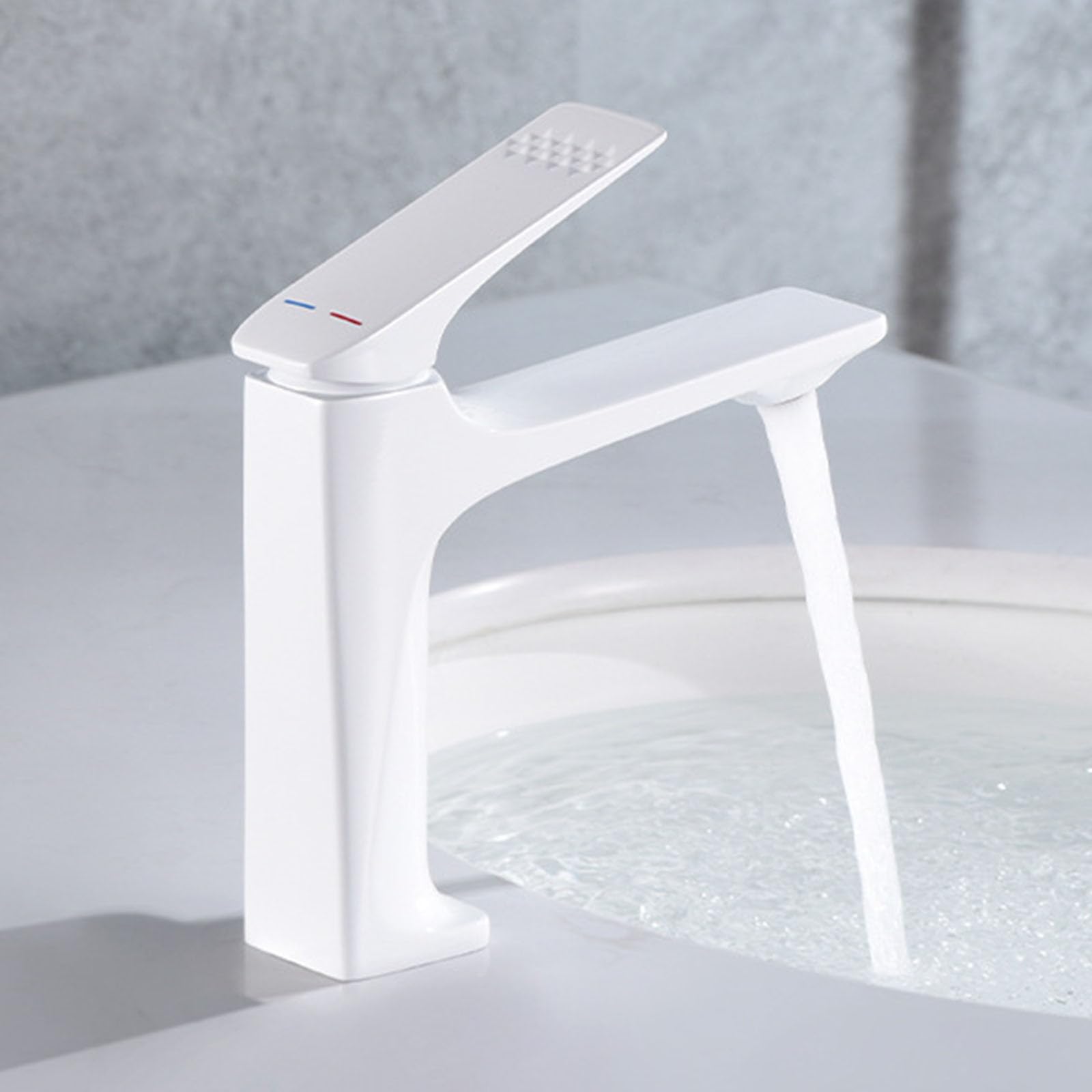 Nfusrxmbk White Sink Taps For Bathroom Modern Brass Countertop Basin Tap Single Lever Hot And Cold