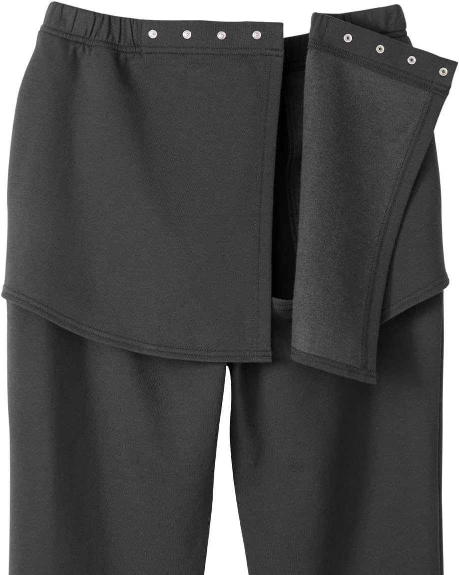 Silverts Men's Open Back Adaptive Fleece Pants Snap Closure Wheelchair Patient Clothing for Seniors