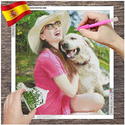 Diamond Painting Personalizado, Pintura Diamantes Personalizada Regalos Custom Foto, 5D Arte Casa Decoración DIY Embroidery Kit for Aniversario, Día Madre, Cumpleaños (Diamante Redondo, 40x40cm) Cover