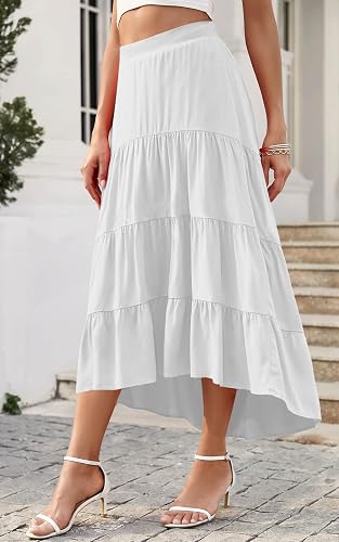 PRETTYGARDEN Women's Floral Boho Midi Skirt – Elastic High Waist Summer Skirt - View #12