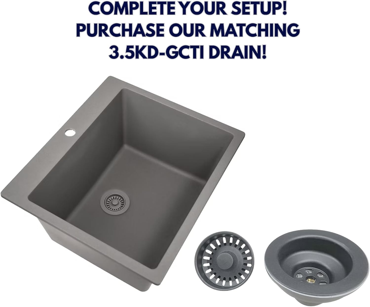 Nantucket Sinks Drop In Utility Sink – 25" Granite Composite Undermount Laundry Sink, Dual Mount, Rectangular Single Bowl, Matte Titanium Gray, Made in Europe – Scratch Resistant – PR2522-DM-TI