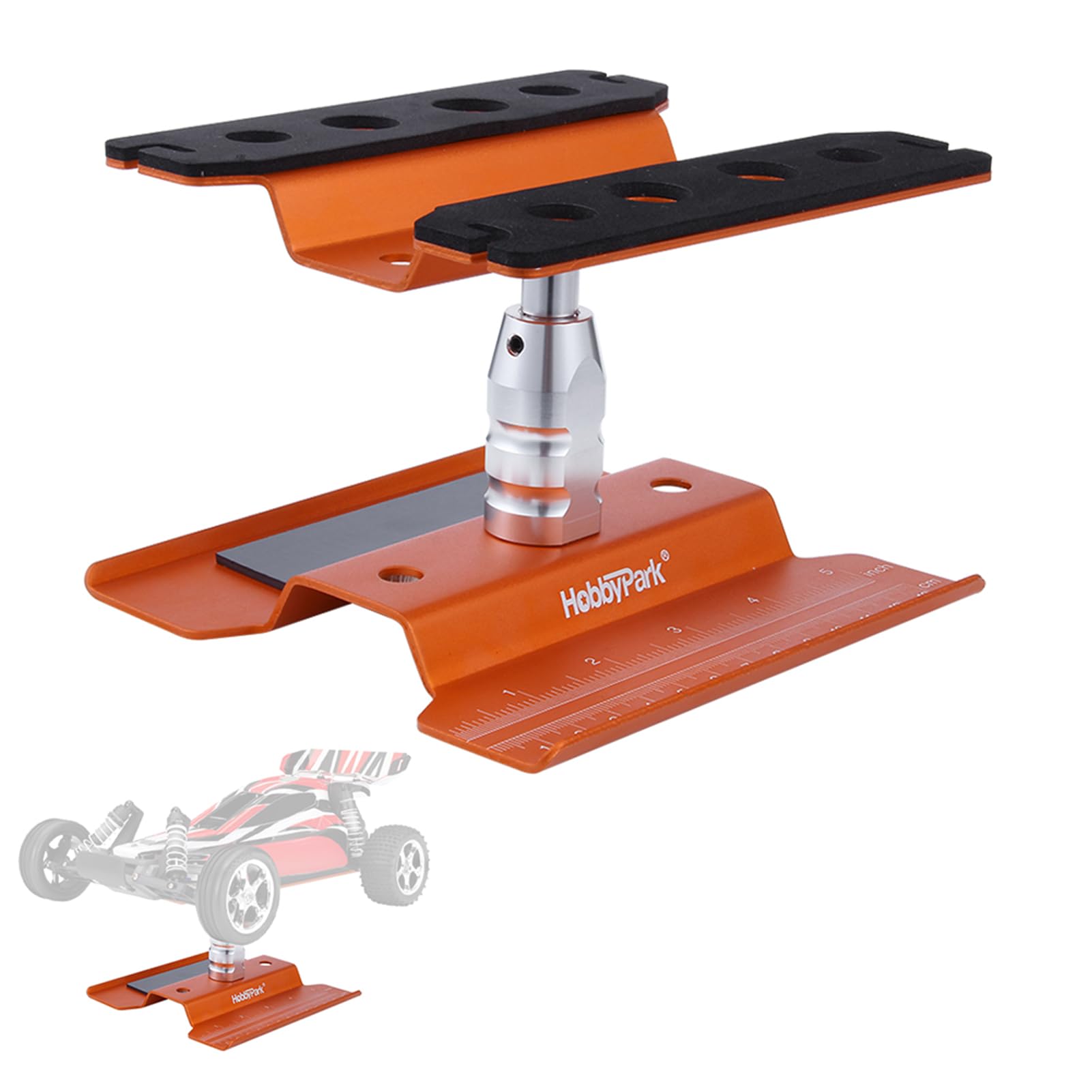 HobbyparkRC Car Stand Repair Work Station Aluminum 360 Degree Rotation Lift/Lower for 1/10 1/12 1/16 1/18 Scale Truck Buggy On Road Touring Drift(Orange)