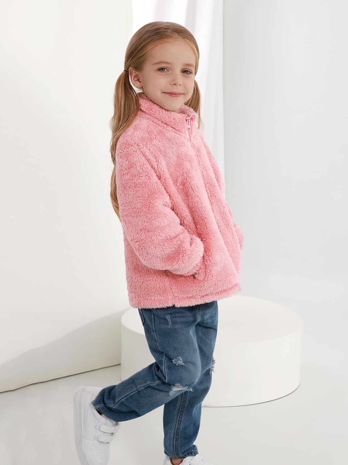 Kids Toddler Fleece Jackets Zip Up Stand Collar Coat Fuzzy Outerwear for Boys Girls Clothes 2T 3T 4T 5T 6T 7-8 Years - Image 6