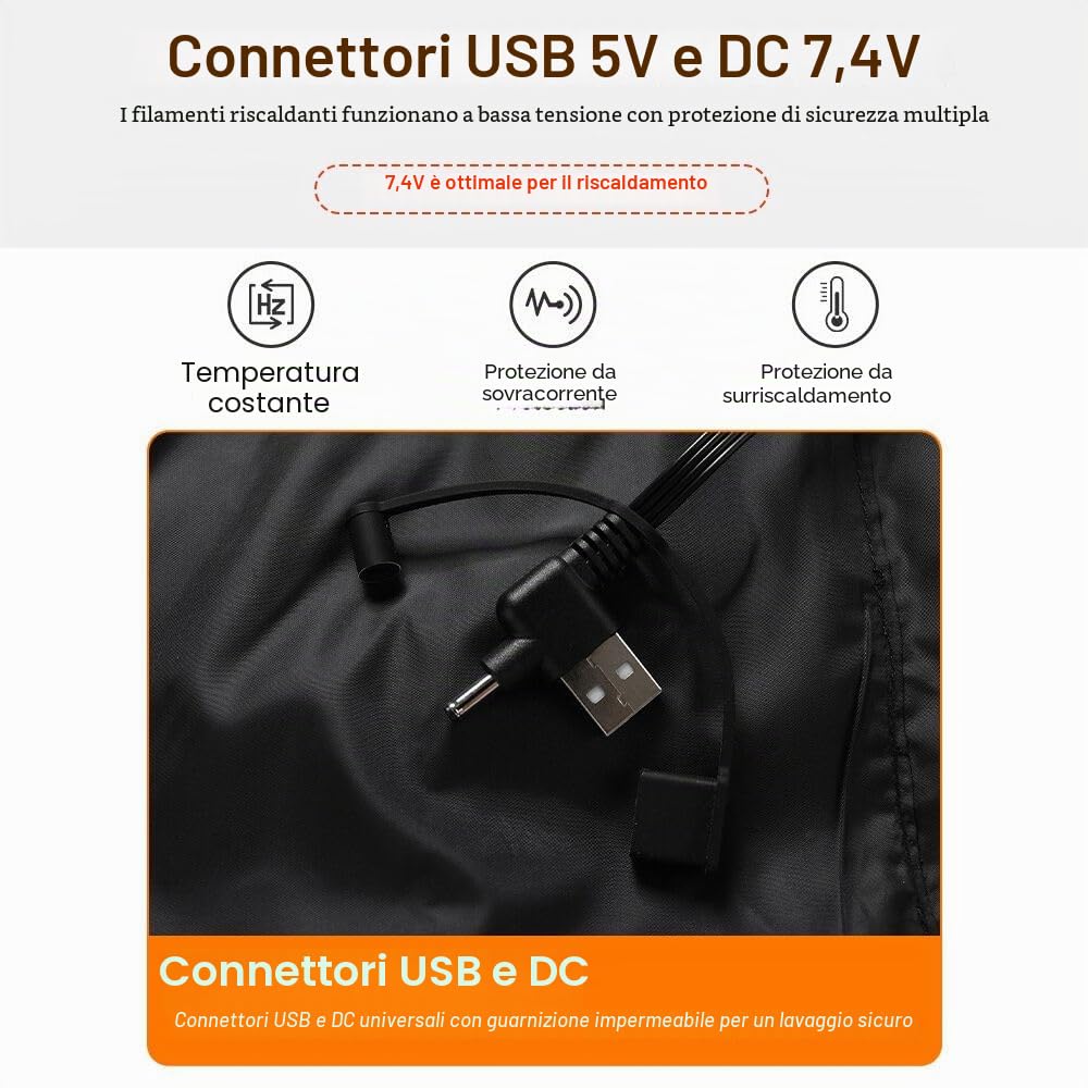 Rescien Gilet riscaldato da uomo e da donna, con 15 zone di riscaldamento, 3 livelli di temperatura, compatibile con 5 V/7,4 V, gilet elettrico USB, giacca riscaldabile, unisex, caldo