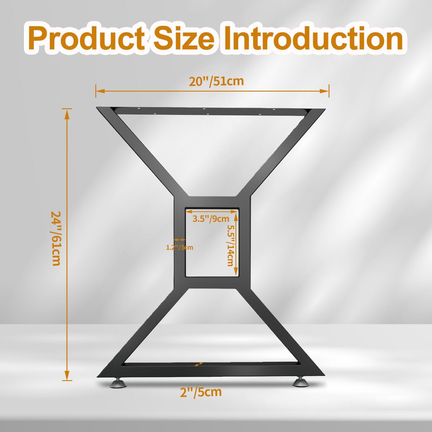 yahpetes table legs 2pcs heavy duty desk legs 24" x 20" furniture legs black diy industrial bench legs coffee table legs for living room and kitchen (h24 x w20, b) b h24" x w20"