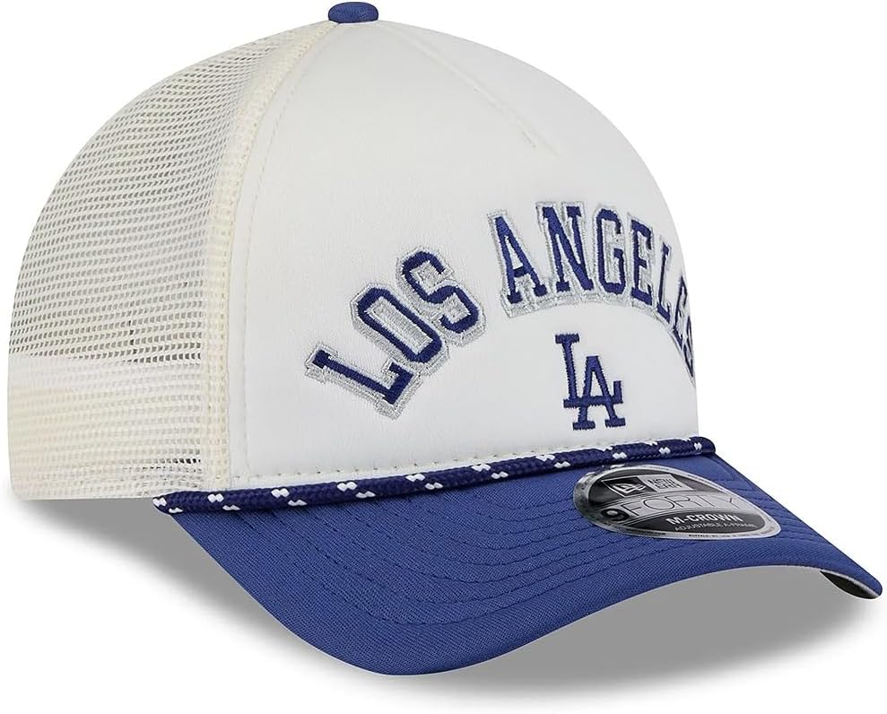 Los Angeles Dodgers Chrome Arch 9FORTY M-Crown A-Frame Trucker Hat - Image 3