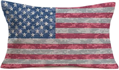 Qinqingo Fundas de almohada estándar para el 4 de julio, fundas de almohada decorativas para el Día de la Independencia, funda de cojín de algodón y