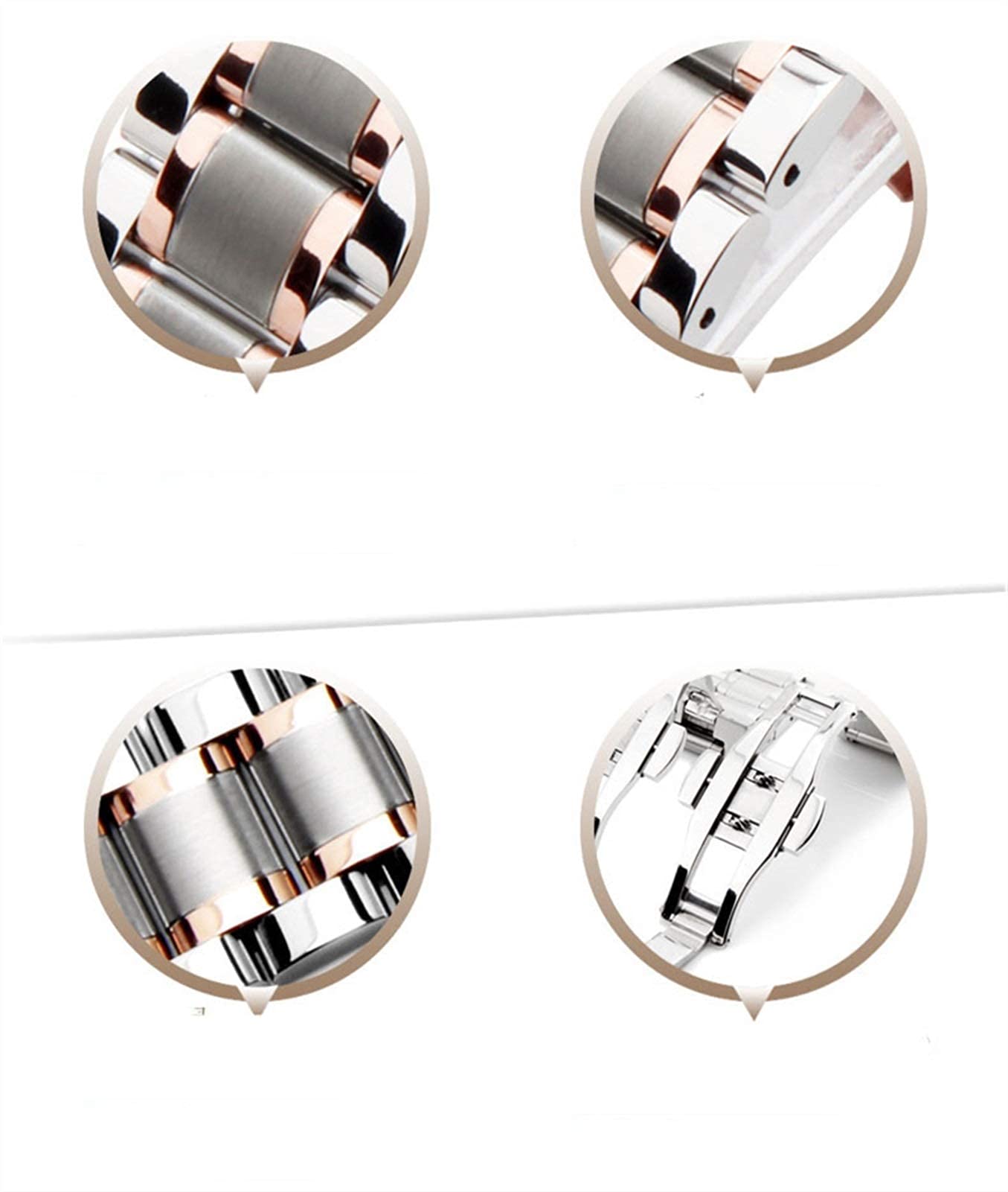 Gumowy pasek do zegarka, pasek do zegarka ze stali nierdzewnej, pasek do zegarka ze stali nierdzewnej Metalowa opaska na nadgarstek 14 mm 15 mm 16 mm 17 mm 18 mm 19 mm 20 mm 21 mm 22 mm 23 mm 24 mm Sz