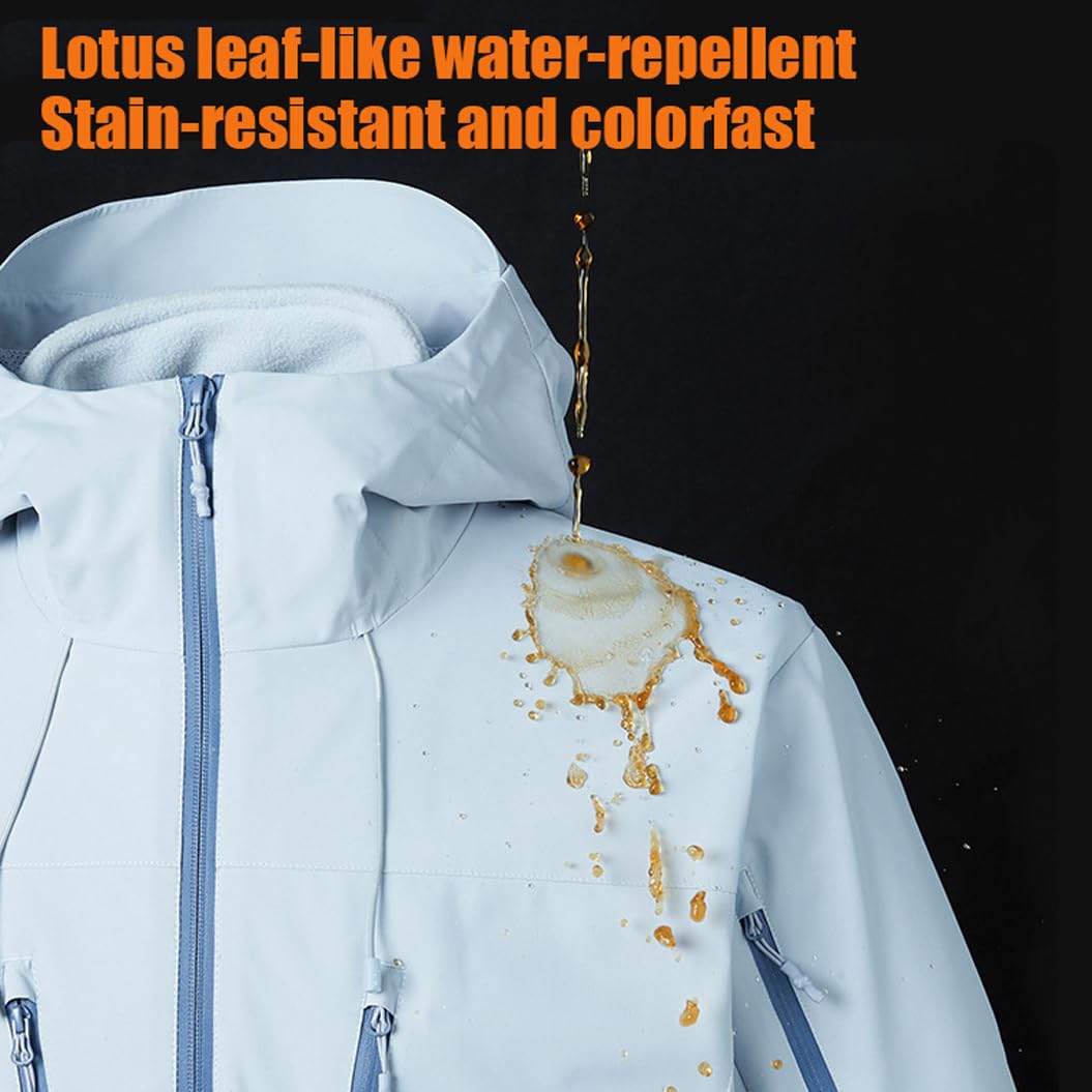 LANGWEI Giacca da Trekking 3 in 1 con Cappuccio Rimovibile Antivento Impermeabile E Resistente all'Usura