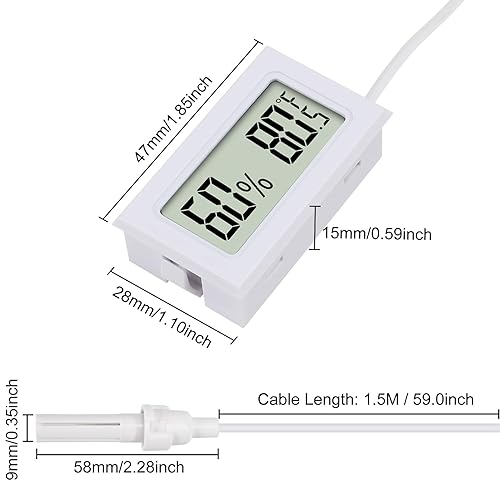 Miniatura 5 de 3 mini termómetro digital higrómetro con sonda electrónico medidor de temperatura humedad medidores pantalla LCD interior Fahrenheit para humidores,