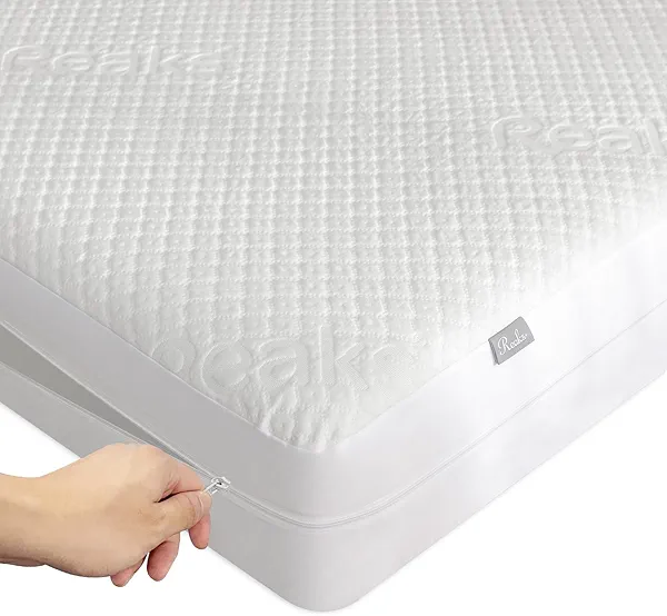 Queen Size Mattress Protector with Zipper - 100% Waterproof Zippered Mattress Cover - Soft & Cooling Noiseless Bed Mattress Covers - Top Removable Mattress Encasement 10-12" Deep