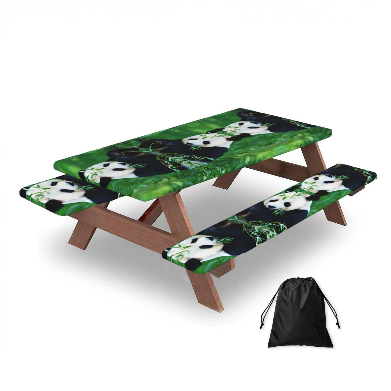 Panda Rectangular water-repellent picnic tablecloths, outdoor camping, picnic, BBQ