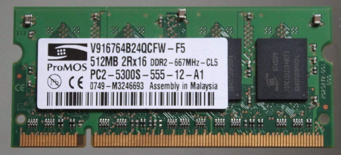 PROMOS512MB DDR2 SODIMM PC2-5300 V916764B24QCFW-F5