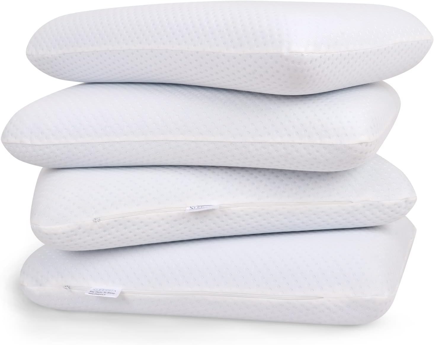 Sleepsia Cervical Contour Memory Foam Pillow, Neck Pain Support, Pain Relief, Neck & Head, Orthopedic Neck Pain, Washable Cover - 23" LX14.5 WX4 H (Standard, Pack of 4)