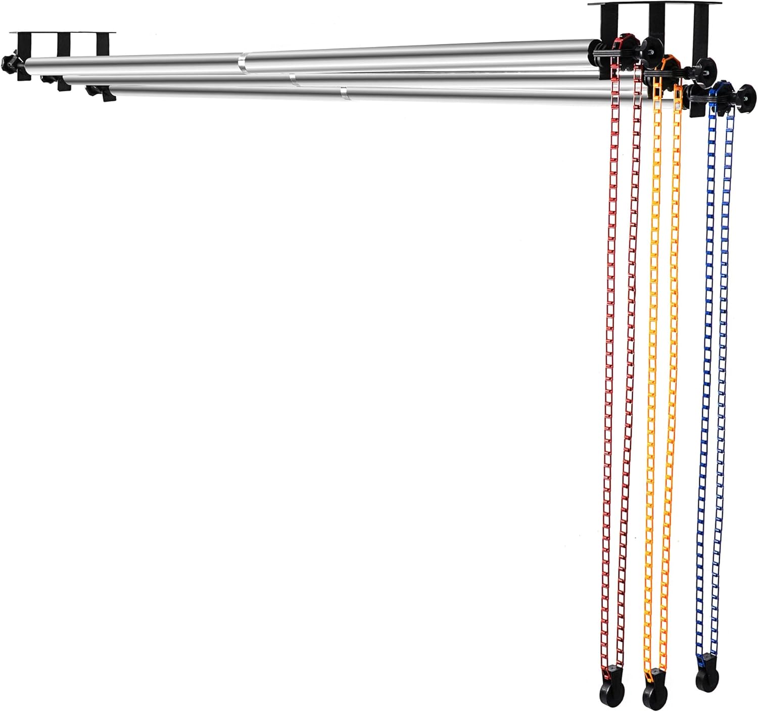 MagicLine Photography Backdrop 3 Roller Support System, 118 inch Stainless Steel Crossbars Manual Backdrop Stand,Wall/Ceiling/Light Stand Mount Background Holder for Home & Studio(Stability)