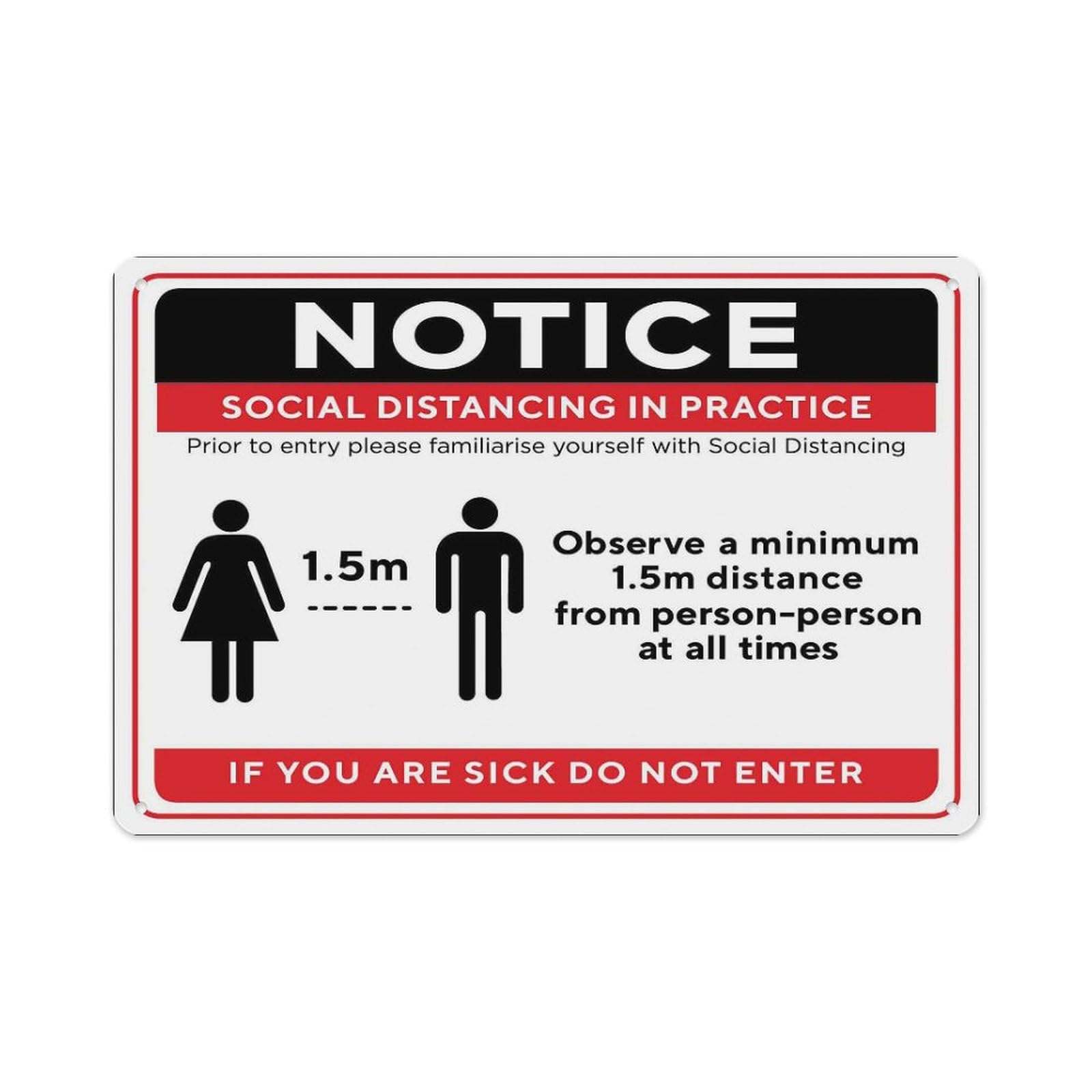 peiyeety Notice Social Distancing Practice Sign Aluminum Tin Warning Signs for Home Outdoor Garden 8X12 Inches