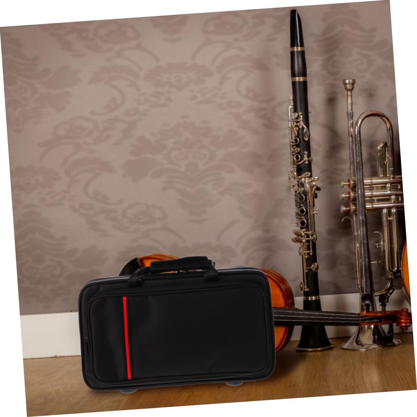 Portable Clarinet Storage Bag Black Oxford Fabric Music Instrument Case Double Straps Square Box for Wind Instrument Accessories