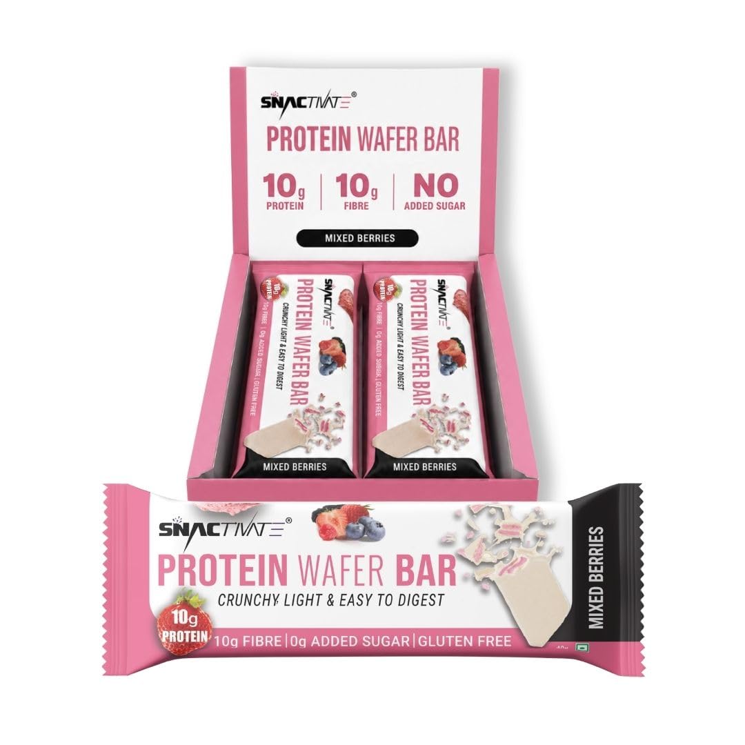 Snactivate Protein Wafer Bars with 10g Protein, 10g Fiber & 0 Added Sugar – Mixed Berries 40g × 6 Pack (240g) | No Cholesterol & Trans Fat Upto 2h of Energy, Vegetarian, Healthy & High-Protein Snack-image-18