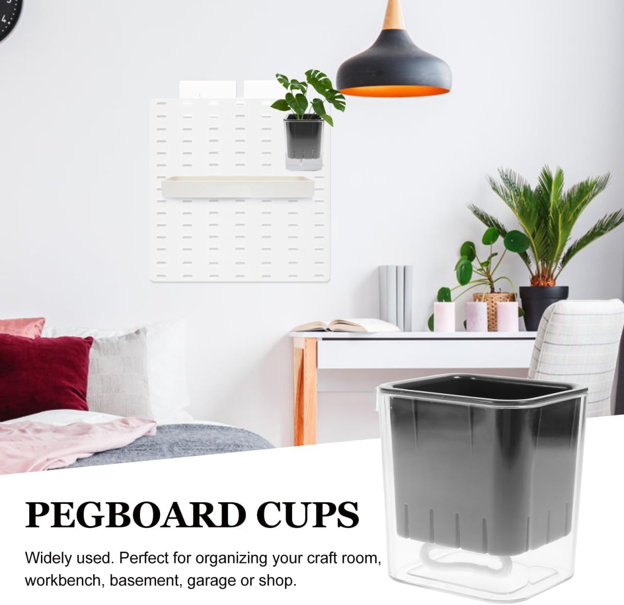SOLUSTRE Pegboard Flower Pot Pegboard Cup Organizer for Plants Flowers Tools Art and Craft Accessories Small Item Storage for Craft Room Workbench Garage Shop 3.93 X 3.81 X 3.03 in image 3