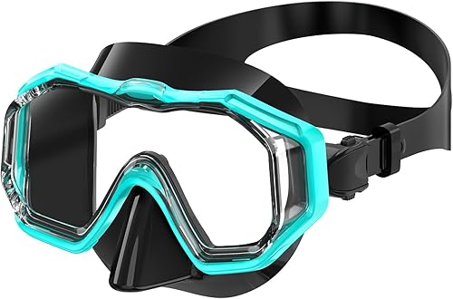 Bairuifu Kids Swim Goggles Snorkel Mask, Latest 3-Window Lens Wide Vision, Crystal Clear, Swimming Goggles Soft Nose Cover
