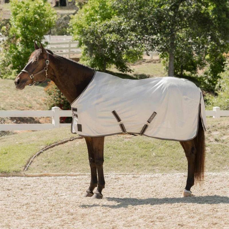 Image of Equinavia Gard Horse Fly Sheet Nylon Mesh Equine Fly Sheet for Horses, Pony | Turnout Horse Fly Sheets, Breathable Pony & Horse Sheet, Lightweight, Against Pests, Sun UV, Silver Grey /Turquoise, 72 in