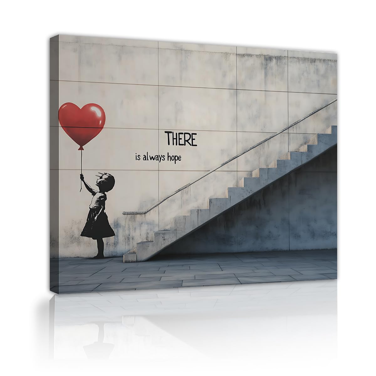 TOANGWALL Modern Urban Graffiti Canvas Wall Art for Apartment Red Balloon Girl Hope Text Pictures Posters Prints for Hallway Office Decor 50x60cm